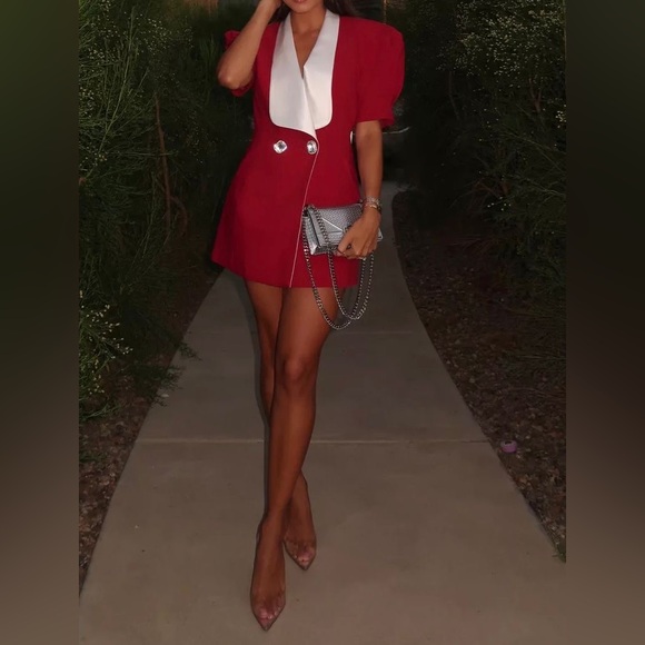 Nana Jacqueline Alia Mini Dress in Burgundy and Pink size S - Picture 2 of 7